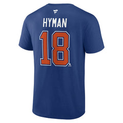 NHL Zach Hyman Edmonton Oilers Fanatics Authentic Stack Name & Number T-Shirt - Blue