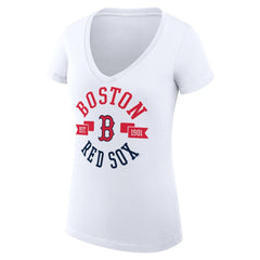 Boston Red Sox G-III 4Her by Carl Banks Women's Super-Slim Fit Lightweight City Graphic V-Neck T-Shirt - White T-shirts