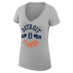 Detroit Tigers G-III 4Her by Carl Banks Women's Super-Slim Fit Lightweight City Graphic V-Neck T-Shirt - Heather Gray T-shirts