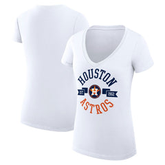 Houston Astros G-III 4Her by Carl Banks Women's Super-Slim Fit Lightweight City Graphic V-Neck T-Shirt - White T-shirts