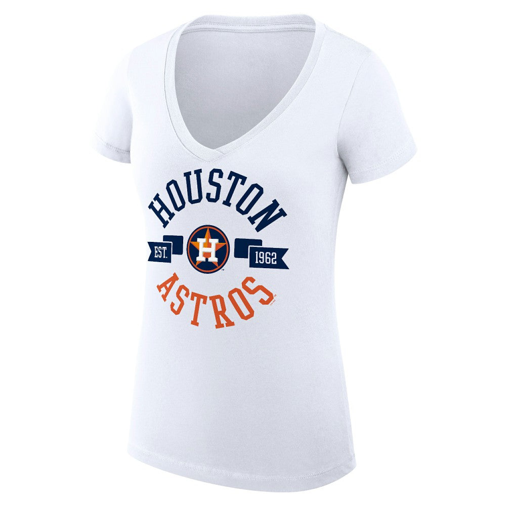 Houston Astros G-III 4Her by Carl Banks Women's Super-Slim Fit Lightweight City Graphic V-Neck T-Shirt - White T-shirts