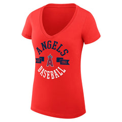 Los Angeles Angels G-III 4Her by Carl Banks Women's Super-Slim Fit Lightweight City Graphic V-Neck T-Shirt - Red T-shirts