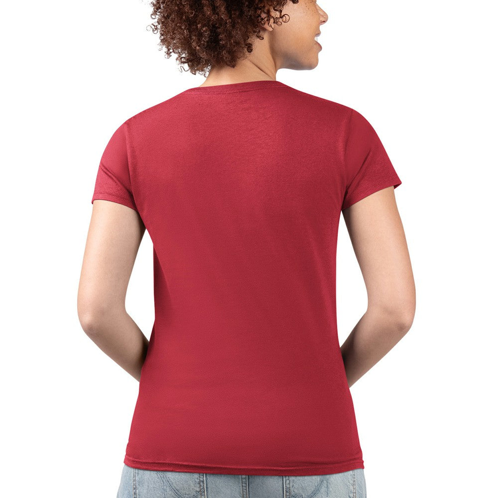 Los Angeles Angels G-III 4Her by Carl Banks Women's Super-Slim Fit Lightweight City Graphic V-Neck T-Shirt - Red T-shirts