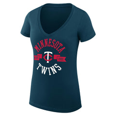 Minnesota Twins G-III 4Her by Carl Banks Women's Super-Slim Fit Lightweight City Graphic V-Neck T-Shirt - Navy T-shirts