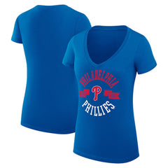 Philadelphia Phillies G-III 4Her by Carl Banks Women's Super-Slim Fit Lightweight City Graphic V-Neck T-Shirt - Royal T-shirts