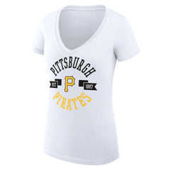 Pittsburgh Pirates G-III 4Her by Carl Banks Women's Super-Slim Fit Lightweight City Graphic V-Neck T-Shirt - White T-shirts