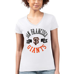 San Francisco Giants G-III 4Her by Carl Banks Women's Super-Slim Fit Lightweight City Graphic V-Neck T-Shirt - White T-shirts