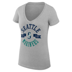 Seattle Mariners G-III 4Her by Carl Banks Women's Super-Slim Fit Lightweight City Graphic V-Neck T-Shirt - Heather Gray T-shirts