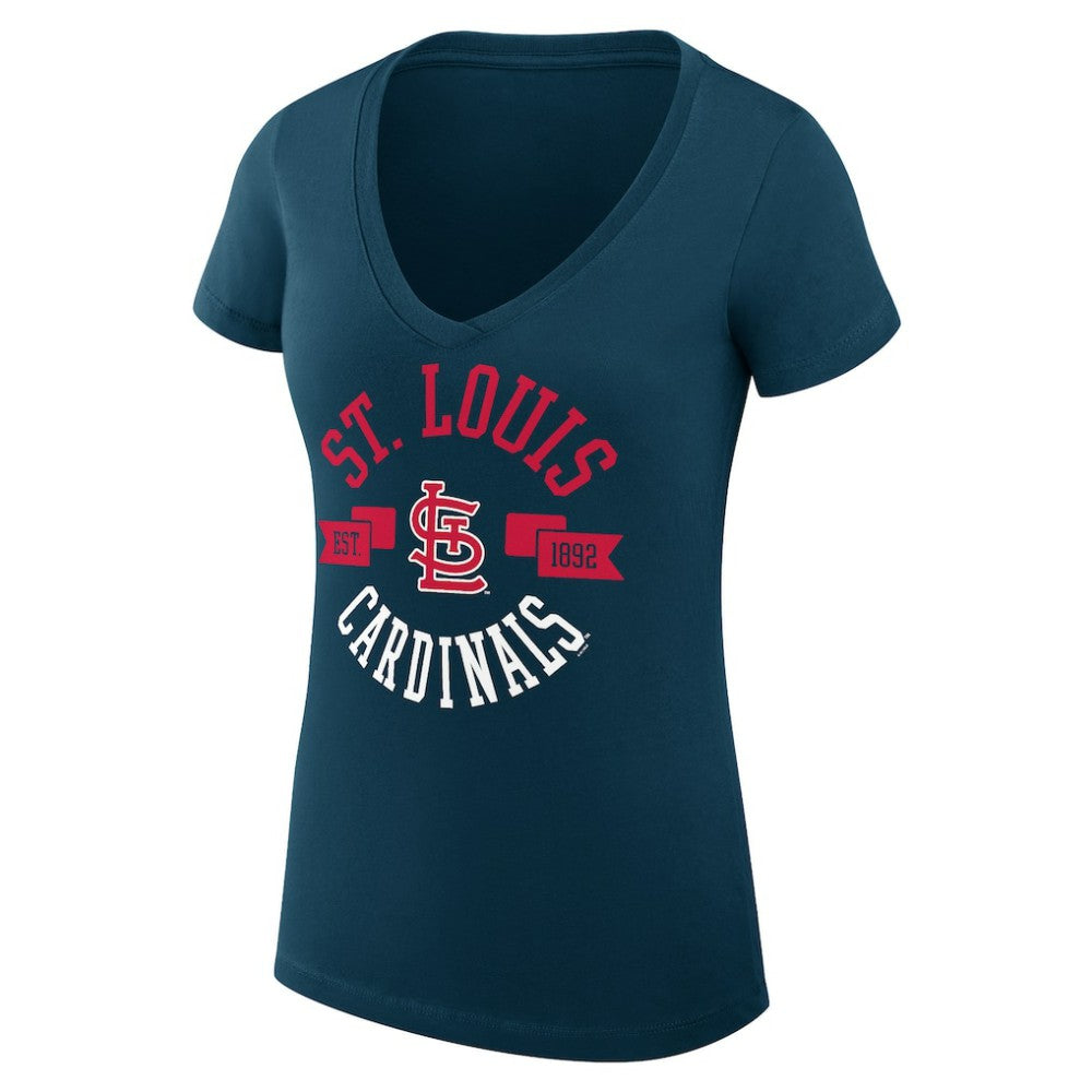 St. Louis Cardinals G-III 4Her by Carl Banks Women's Super-Slim Fit Lightweight City Graphic V-Neck T-Shirt - Navy T-shirts