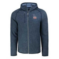 Los Angeles Dodgers Cutter & Buck Stars & Stripes Mainsail Sweater-Knit Full-Zip Hoodie - Heather Navy Hoodies