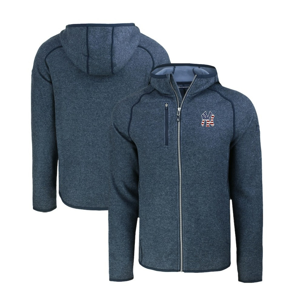 New York Yankees Cutter & Buck Stars & Stripes Mainsail Sweater-Knit Full-Zip Hoodie - Heather Navy Hoodies
