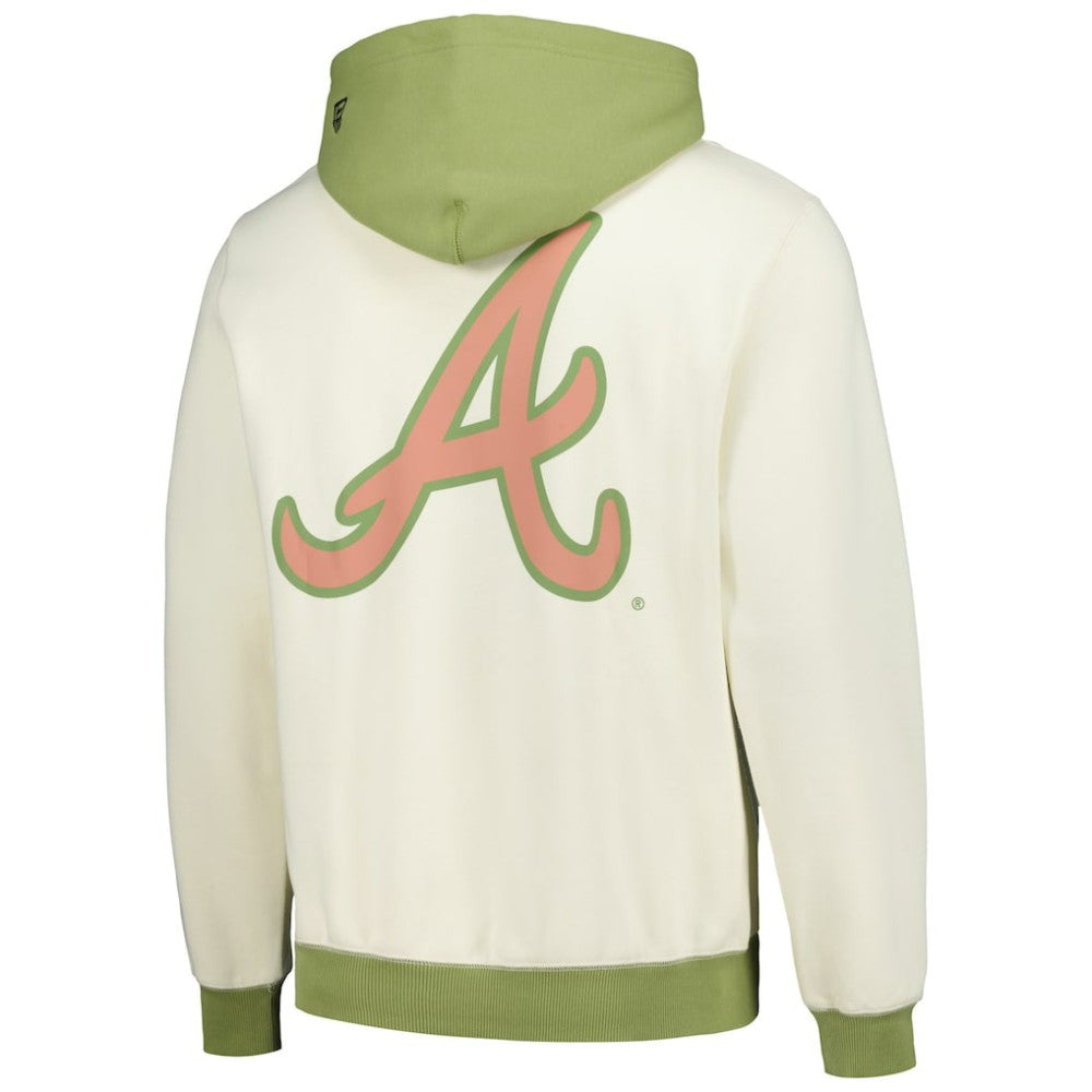 Atlanta Braves New Era Color Pop Pullover Hoodie - Cream/Green Hoodies