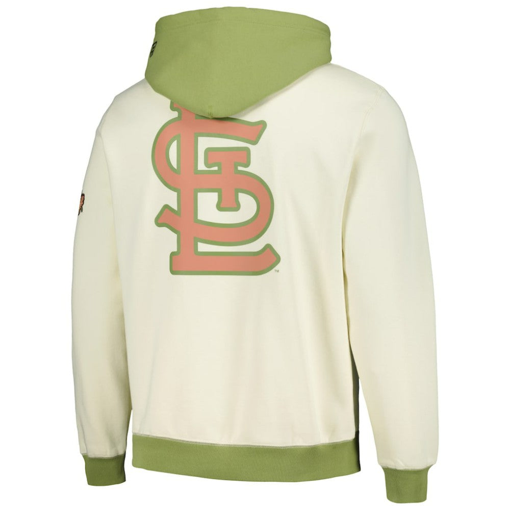 St. Louis Cardinals New Era Color Pop Pullover Hoodie - Cream/Green Hoodies