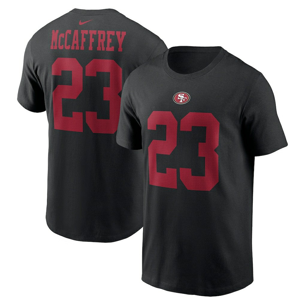 Christian McCaffrey San Francisco 49ers Player Name & Number T-Shirt Black