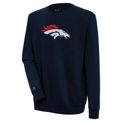 Denver Broncos Antigua Victory Crewneck Pullover Sweatshirt Navy