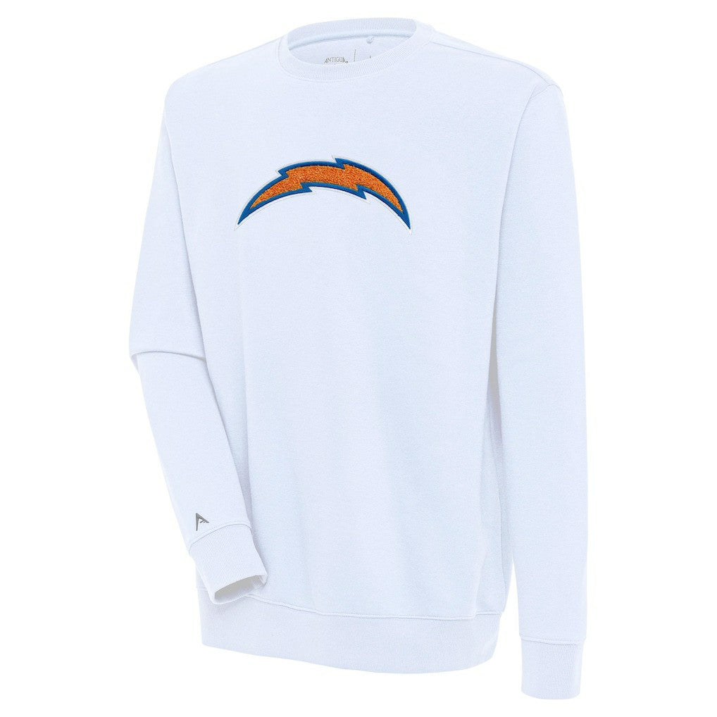 Los Angeles Chargers Antigua Victory Crewneck Pullover Sweatshirt White