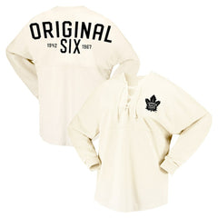 NHL Toronto Maple Leafs Fanatics Women's Original Six Lace-Up Spirit Jersey Long Sleeve T-Shirt - Cream