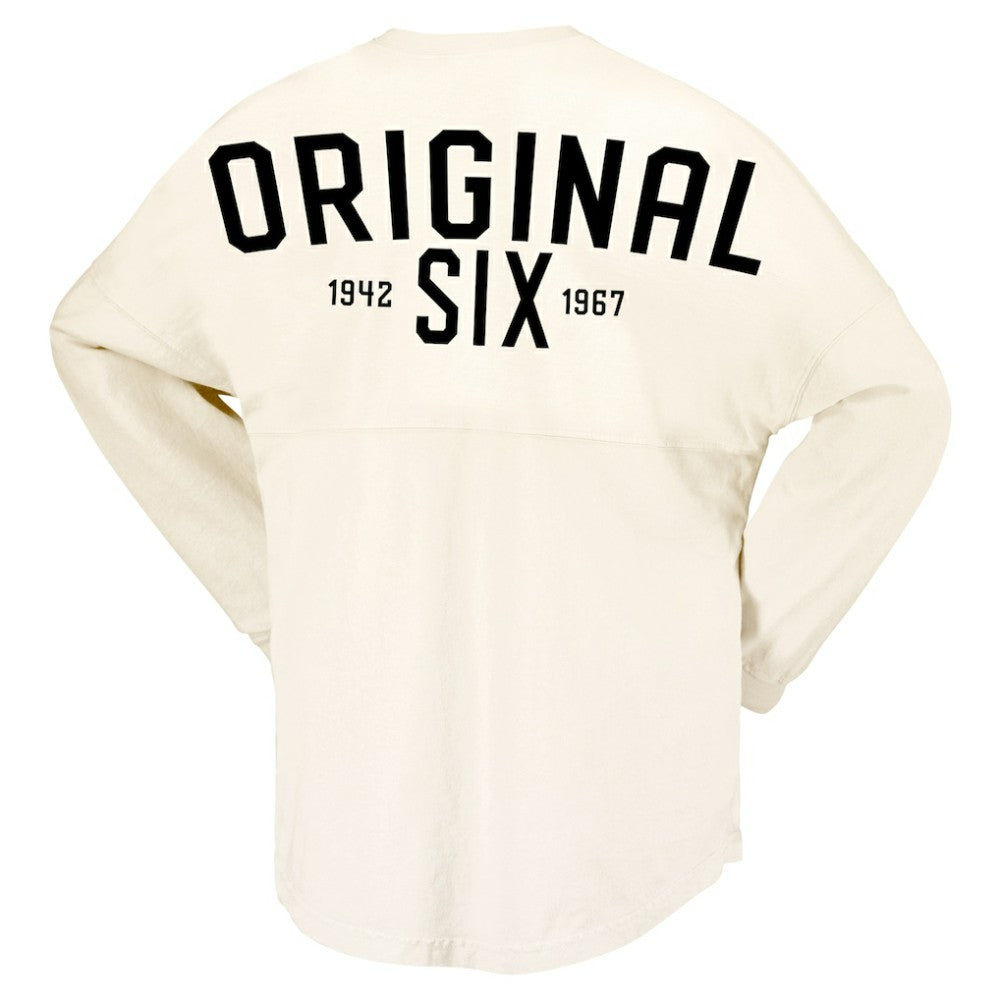 NHL Toronto Maple Leafs Fanatics Women's Original Six Lace-Up Spirit Jersey Long Sleeve T-Shirt - Cream