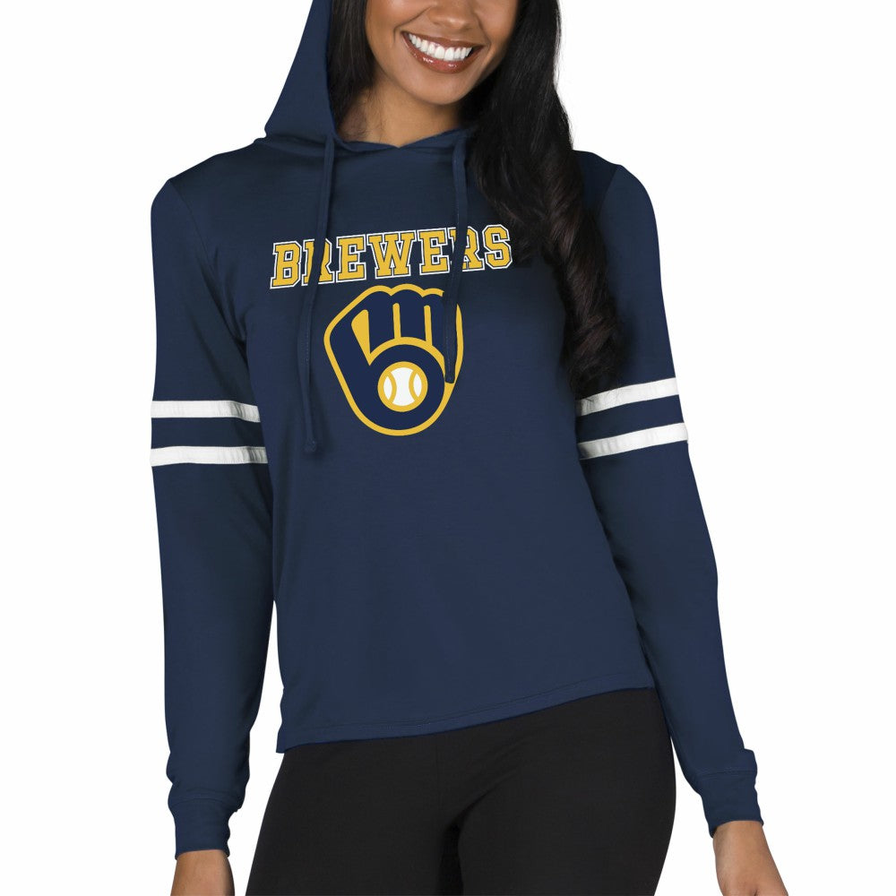 Milwaukee Brewers Concepts Sport Women's Marathon Lightweight Lounge Pullover Hoodie - Navy Hoodies