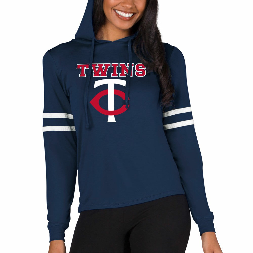Minnesota Twins Concepts Sport Women's Marathon Lightweight Lounge Pullover Hoodie - Navy Hoodies