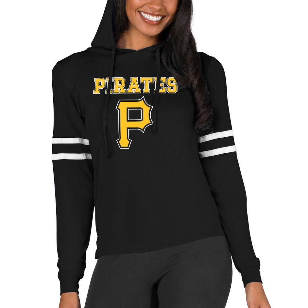 Pittsburgh Pirates Concepts Sport Women's Marathon Lightweight Lounge Pullover Hoodie - Black Hoodies