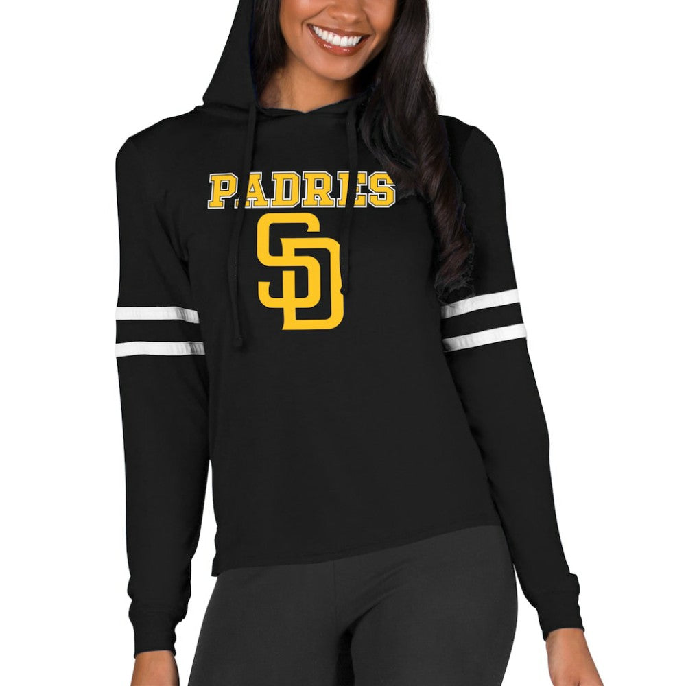 San Diego Padres Concepts Sport Women's Marathon Lightweight Lounge Pullover Hoodie - Black Hoodies