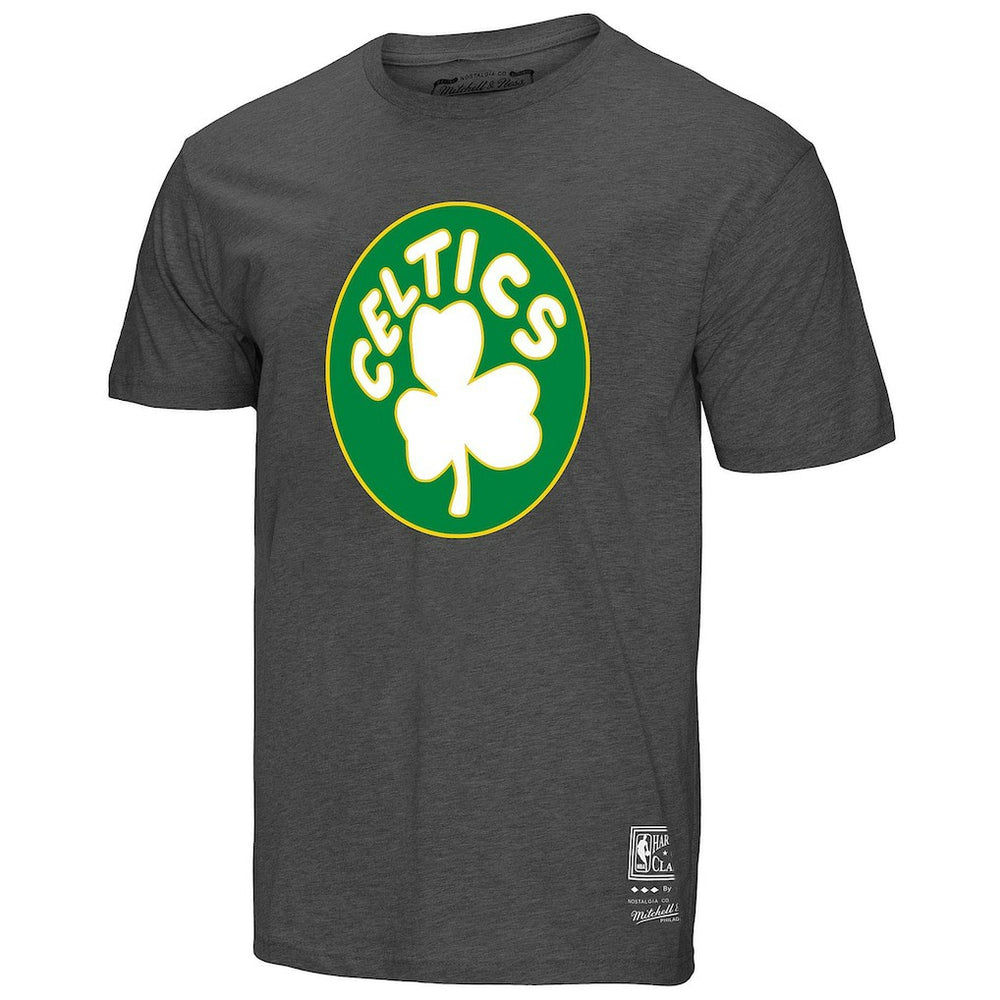 Boston Celtics Unisex Hardwood Classics MVP Throwback Logo T-Shirt Heather Gray