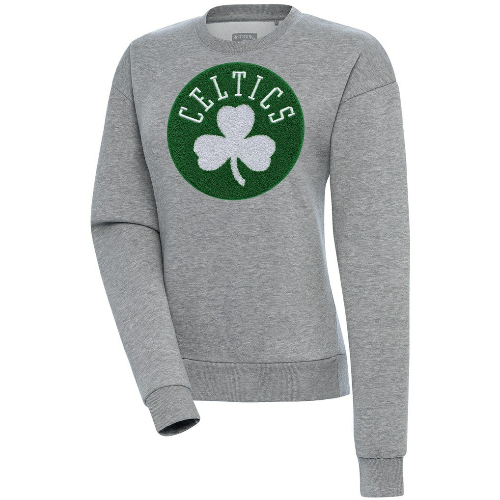 Boston Celtics Antigua Women's Victory Crewneck Pullover Sweatshirt Heather Gray
