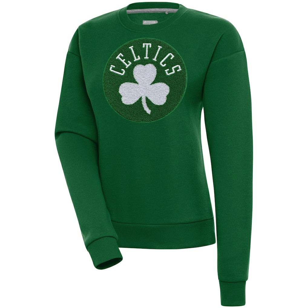 Boston Celtics Antigua Women's Victory Crewneck Pullover Sweatshirt Hunter Green
