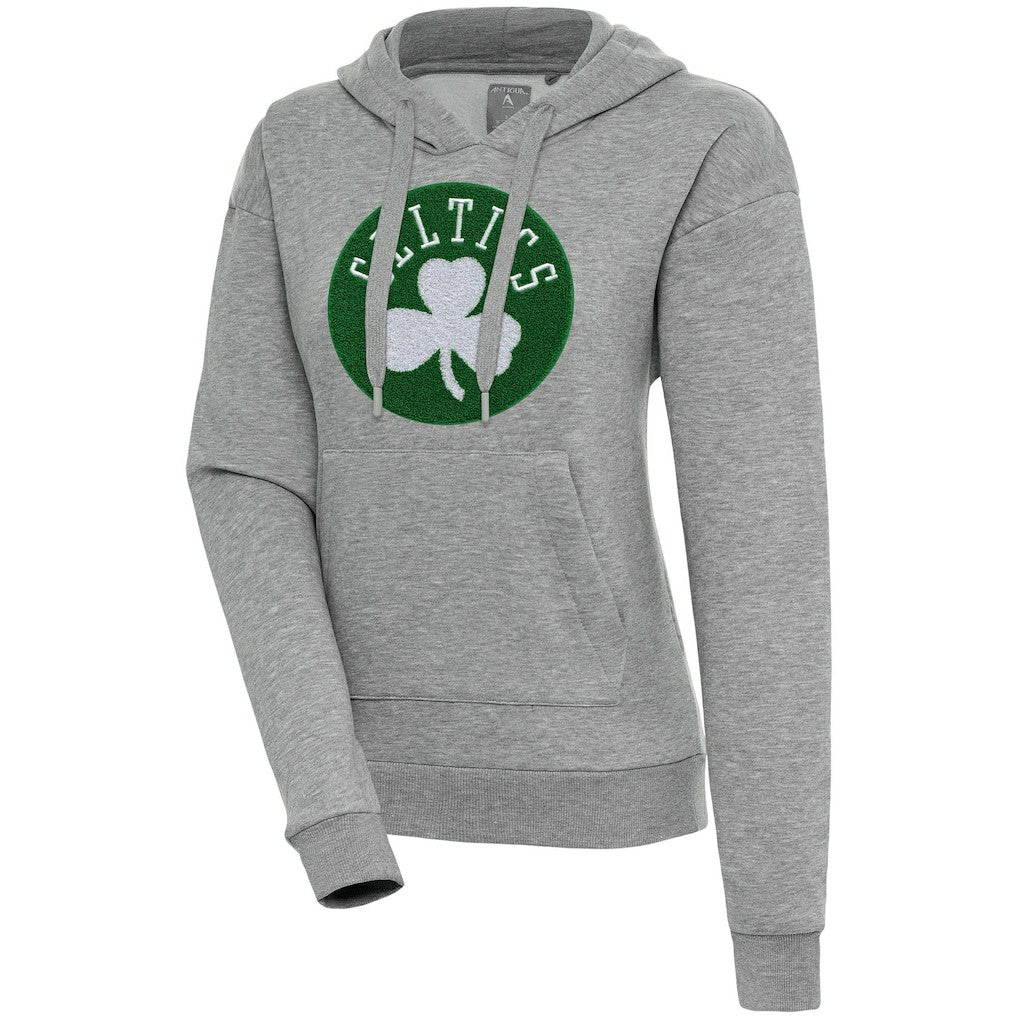 Boston Celtics Antigua Women's Victory Pullover Hoodie Heather Gray