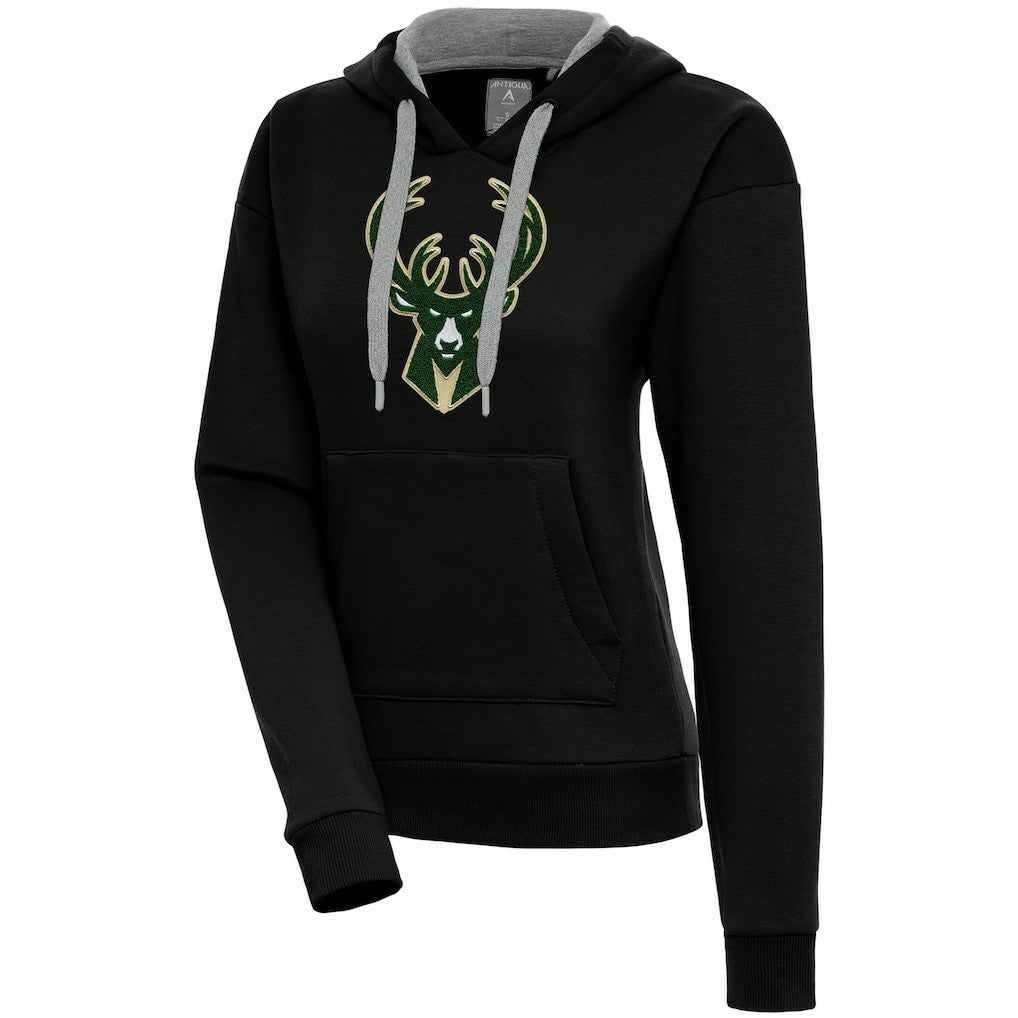 Milwaukee Bucks Antigua Women's Victory Pullover Hoodie Black
