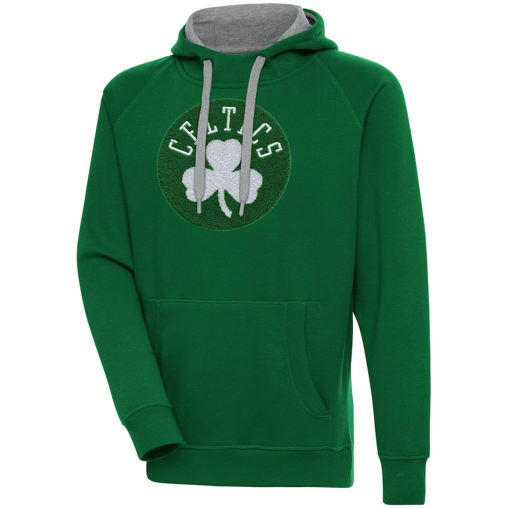Boston Celtics Antigua Victory Pullover Hoodie Hunter Green