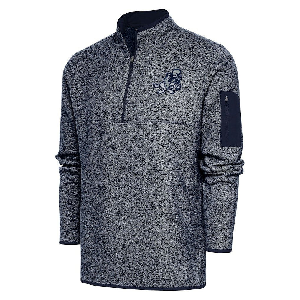 Dallas Cowboys Adult Throwback Logo Fortune Quarter-Zip Pullover Jacket Heather Navy