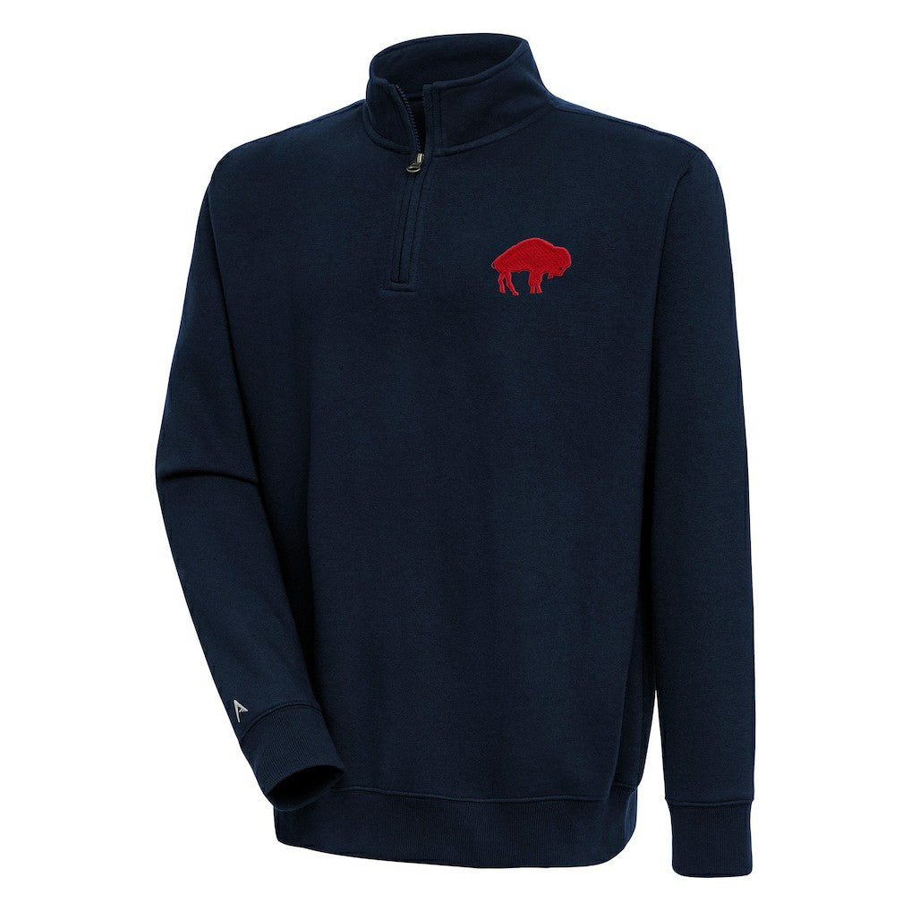 Buffalo Bills Adult Throwback Logo Victory Quarter-Zip Pullover Top Navy