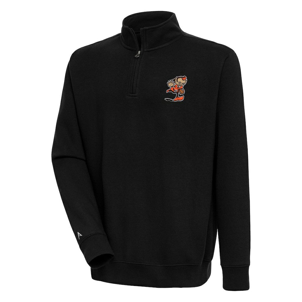 Cleveland Browns Adult Throwback Logo Victory Quarter-Zip Pullover Top Black