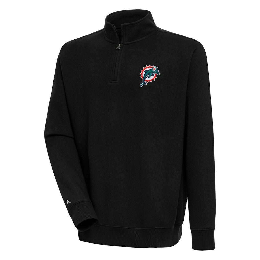 Miami Dolphins Adult Throwback Logo Victory Quarter-Zip Pullover Top Black