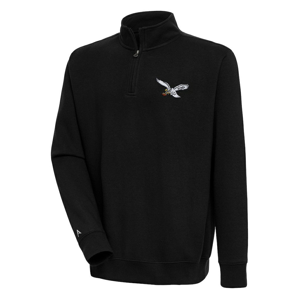 Philadelphia Eagles Adult Throwback Logo Victory Quarter-Zip Pullover Top Black