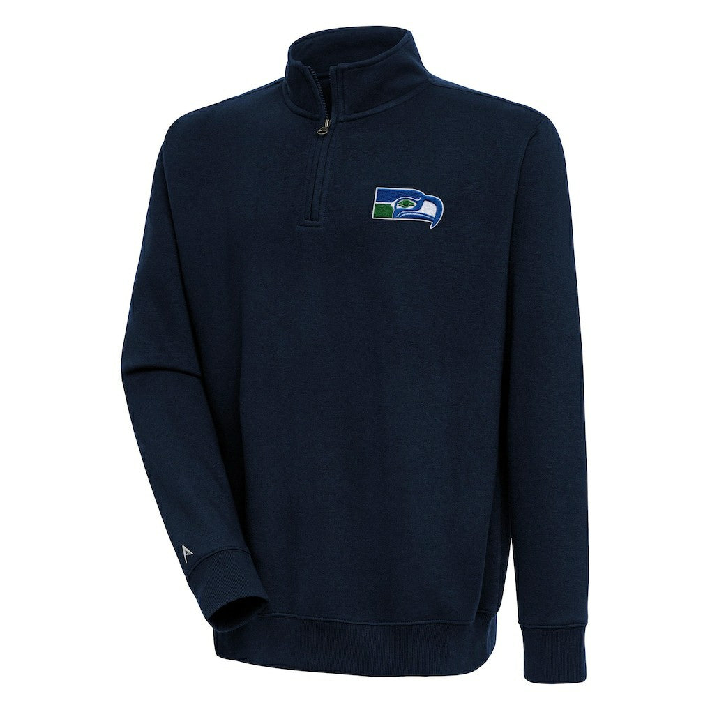 Seattle Seahawks Adult Throwback Logo Victory Quarter-Zip Pullover Top Navy