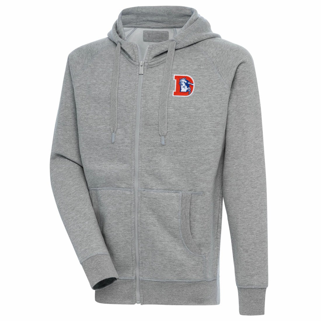 Denver Broncos Adult Throwback Logo Victory Full-Zip Hoodie Heather Gray