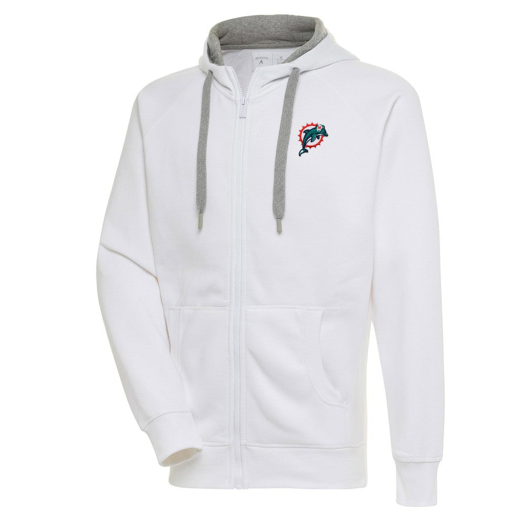 Miami Dolphins Adult Throwback Logo Victory Full-Zip Hoodie White