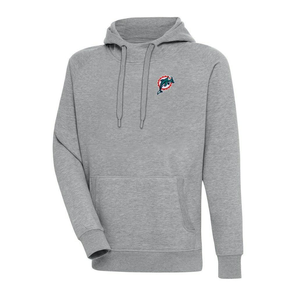 Miami Dolphins Adult Throwback Logo Victory Pullover Hoodie Heather Gray