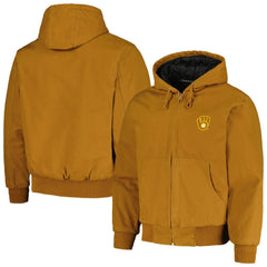Milwaukee Brewers Dunbrooke Dakota Work Full-Zip Hoodie Jacket - Brown Jackets