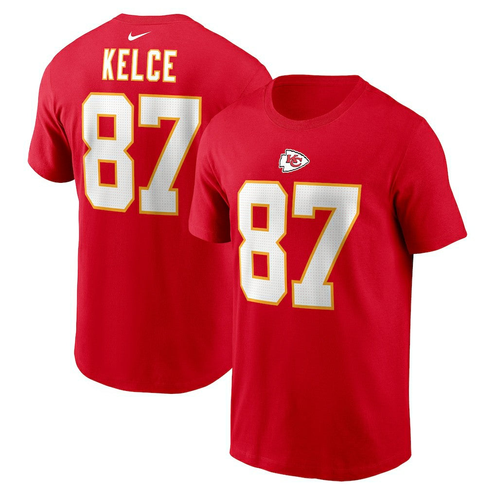 Travis Kelce Kansas City Chiefs Player Name & Number T-Shirt Red