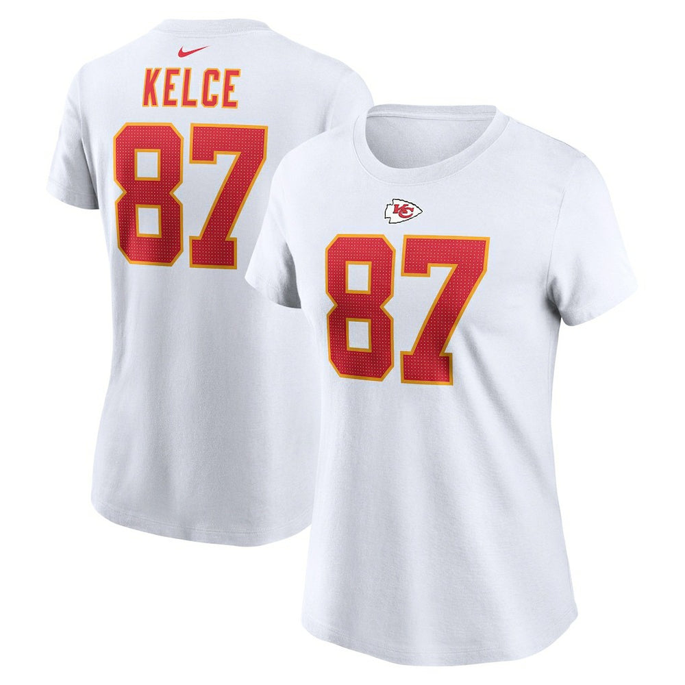 Travis Kelce Kansas City Chiefs Women's Player Name & Number T-Shirt White