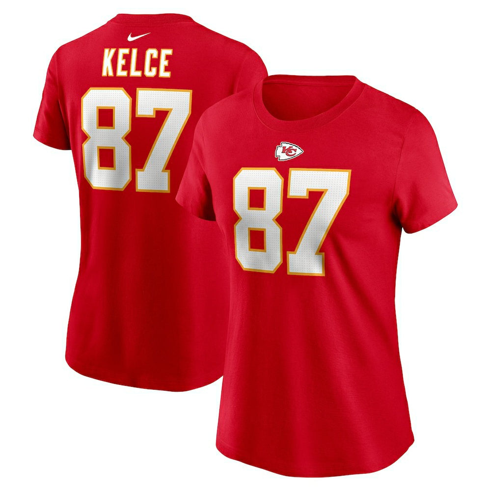 Travis Kelce Kansas City Chiefs Women's Player Name & Number T-Shirt Red