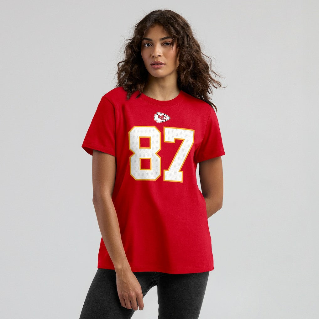 Travis Kelce Kansas City Chiefs Women's Player Name & Number T-Shirt Red