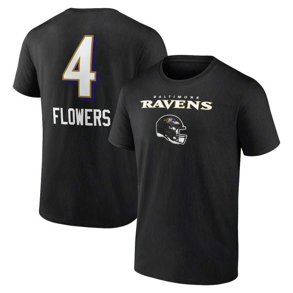 Zay Flowers Baltimore Ravens Team Wordmark Player Name & Number T-Shirt Black