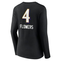 Zay Flowers Baltimore Ravens Women's Team Wordmark Player Name & Number Long Sleeve V-Neck T-Shirt Black