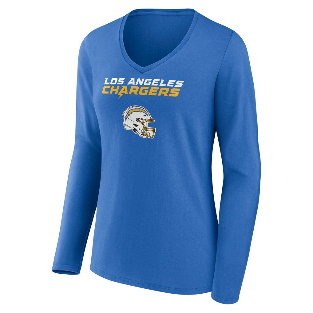 Derwin James Jr. Los Angeles Chargers Women's Team Wordmark Player Name & Number Long Sleeve V-Neck T-Shirt Powder Blue