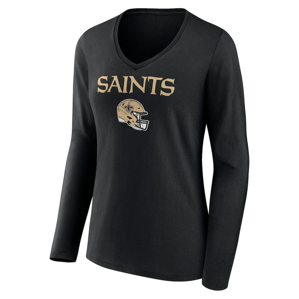 Chris Olave New Orleans Saints Women's Team Wordmark Player Name & Number Long Sleeve V-Neck T-Shirt Black